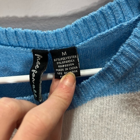 Free For All Women’s Red Blue Yellow Multicolor Striped Round Neck Knit Sweater - Picture 7 of 11